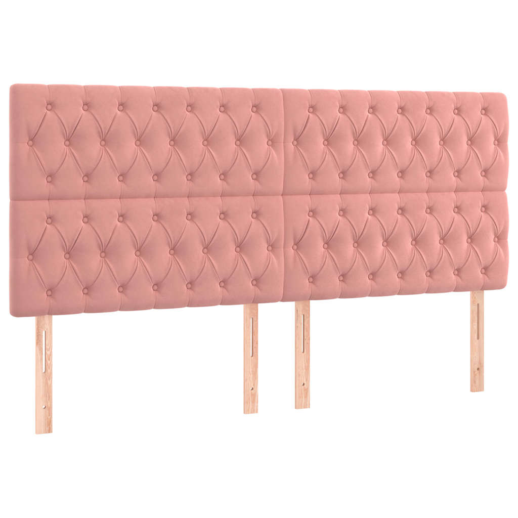 vidaXL Tăblie de pat roz 180x7x118/128 cm catifea