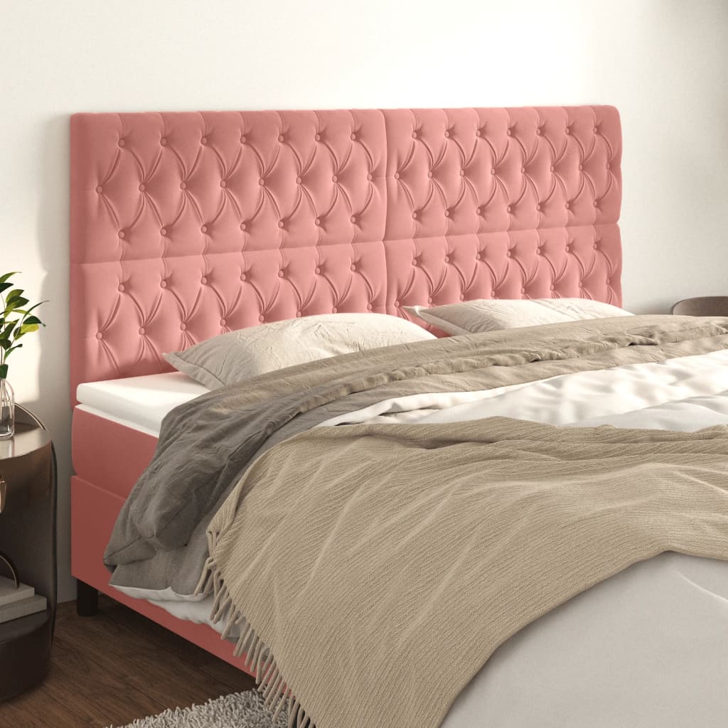 vidaXL Tăblii de pat, 4 buc, roz, 90x7x78/88 cm, catifea