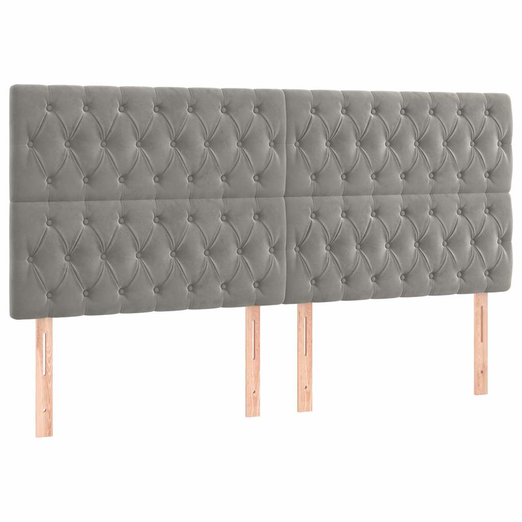 vidaXL Čelo postele světle šedé 200 x 7 x 118/128 cm sametové