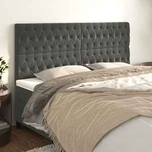 Vzglavje postelje temno sivo 200x7x118/128 cm žamet