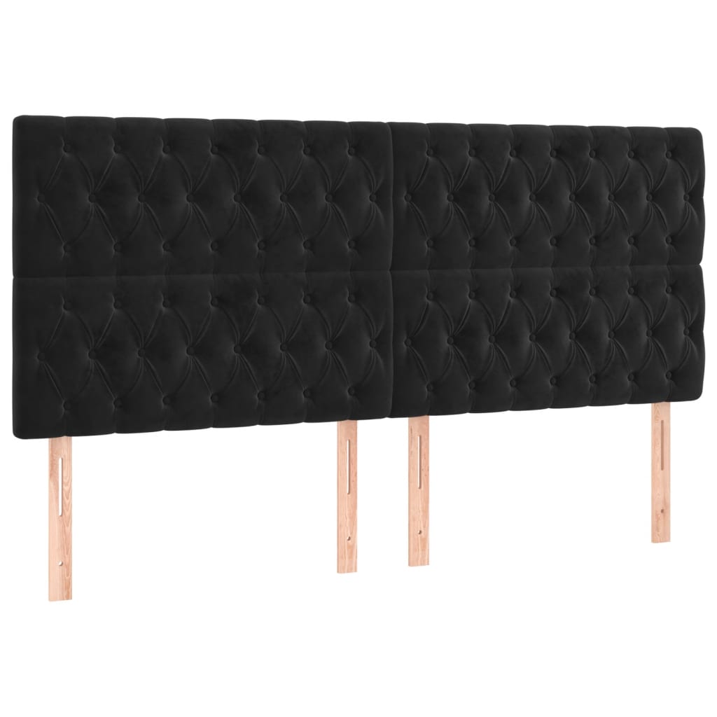 vidaXL ÄŚelo postele 4 ks ÄŤernĂ© 100x7x78/88 cm samet