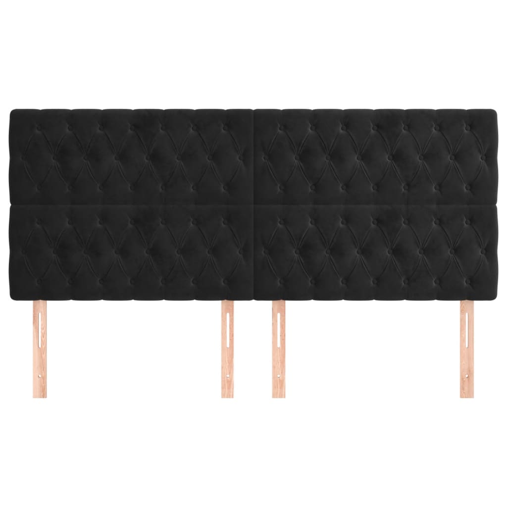 vidaXL Hoofdborden 4 st 100x7x78/88 cm fluweel zwart afbeelding