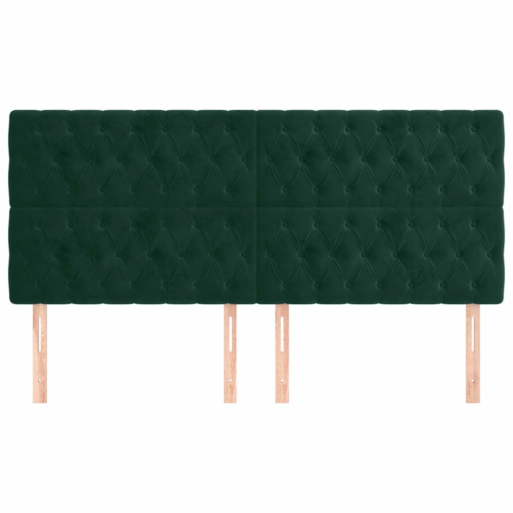 vidaXL Hoofdbord donkergroen 200x7x118/128 cm fluweel groen, foto 2