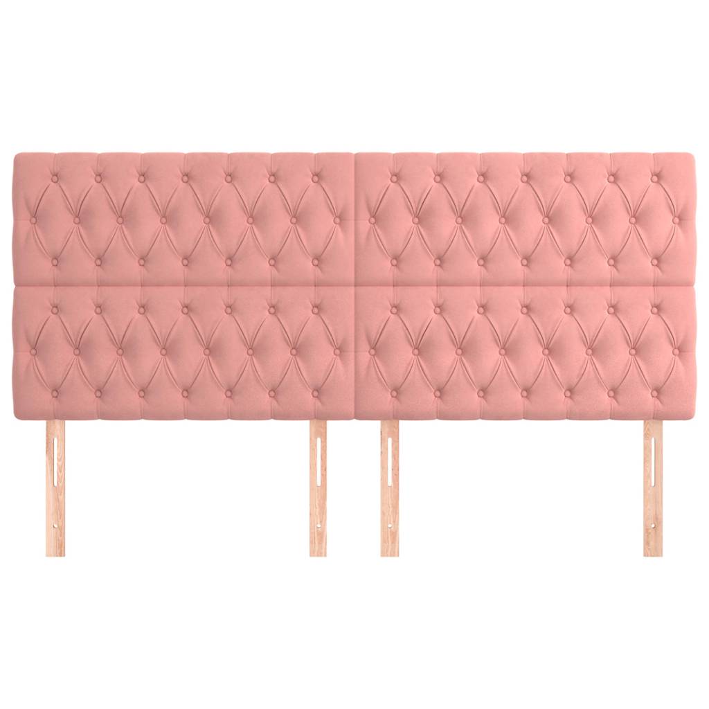 vidaXL Hoofdbord roze 200x7x118/128 cm fluweel, foto 2