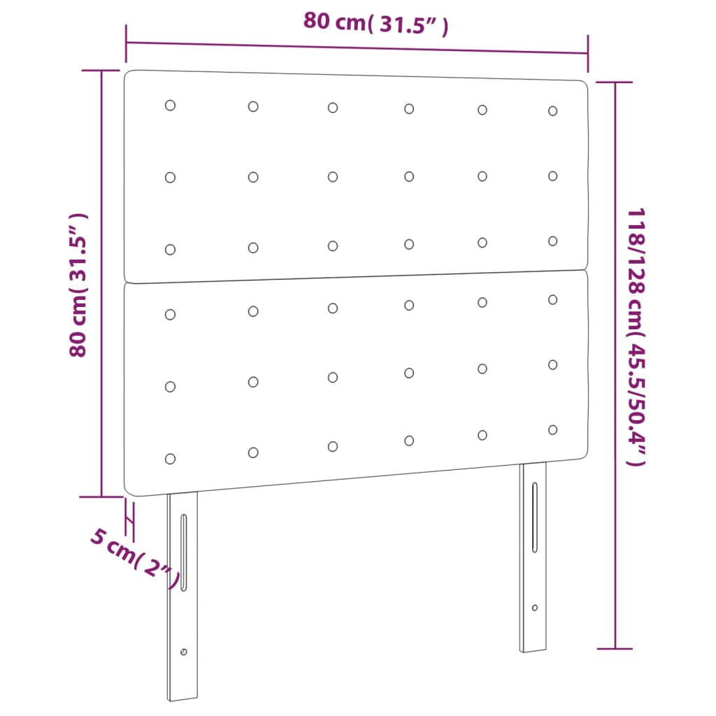 Posteljno vzglavje 2 kosa temno sivo 80x5x78/88 cm blago