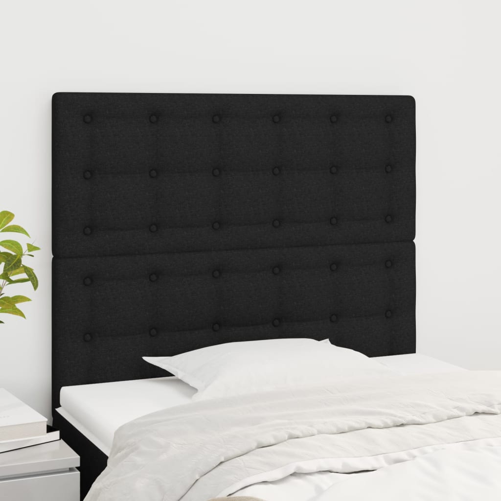vidaXL Tăblii de pat, 2 buc, negru, 80x5x78/88 cm, textil