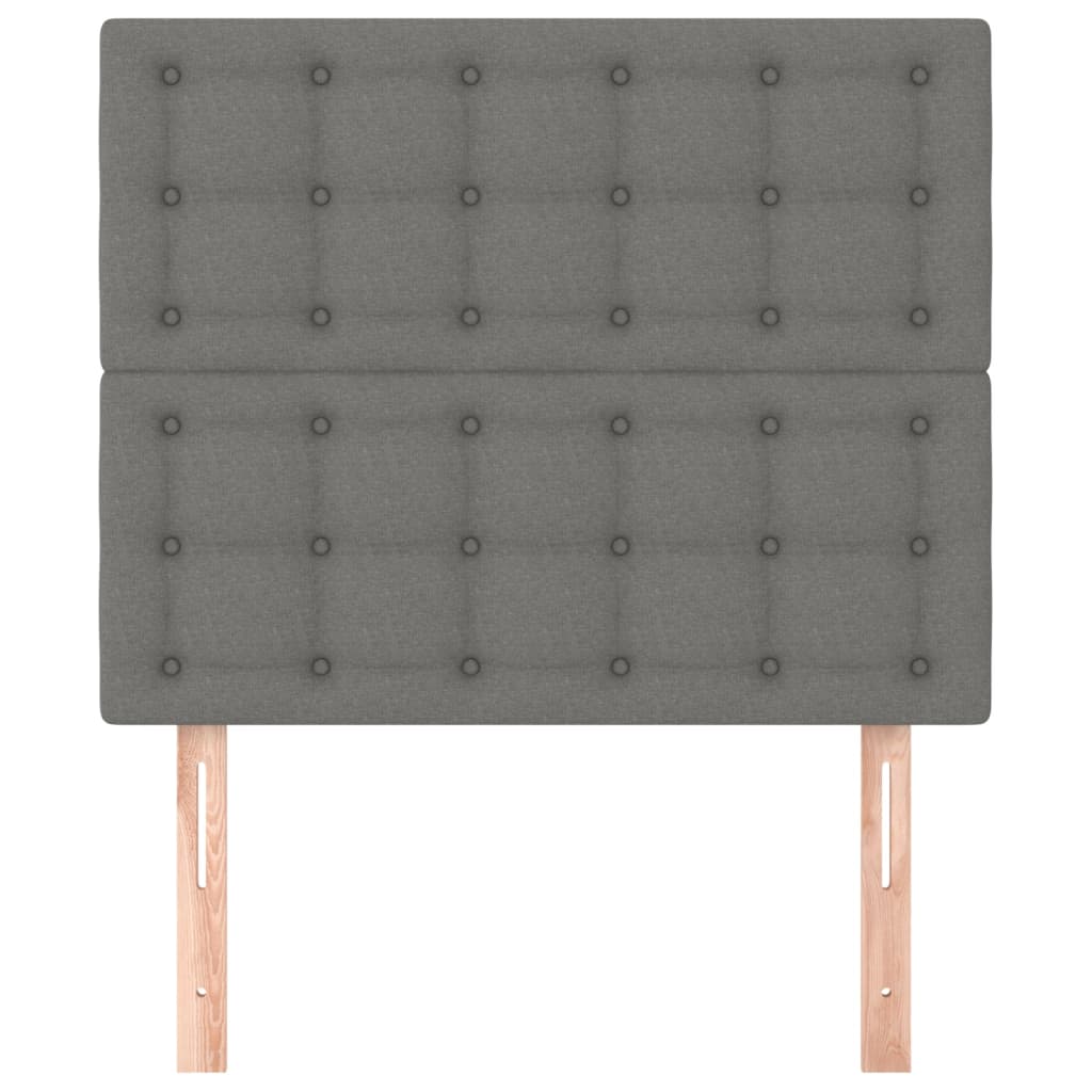 vidaXL Čelá postele 2 ks tmavosivé 90x5x78/88 cm látka
