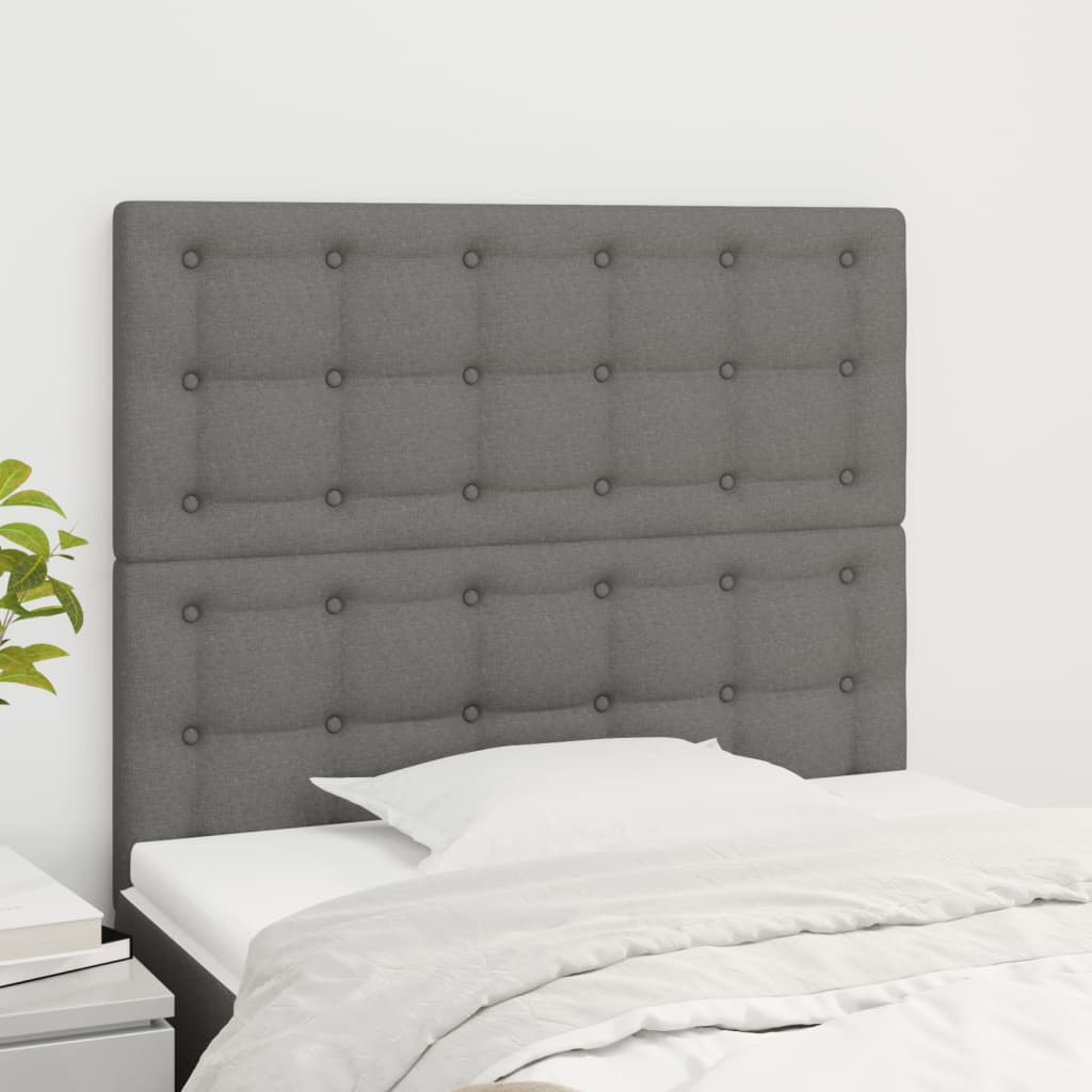 vidaXL Kopfteile 2 Stk. Dunkelgrau 90x5x78/88 cm Stoff