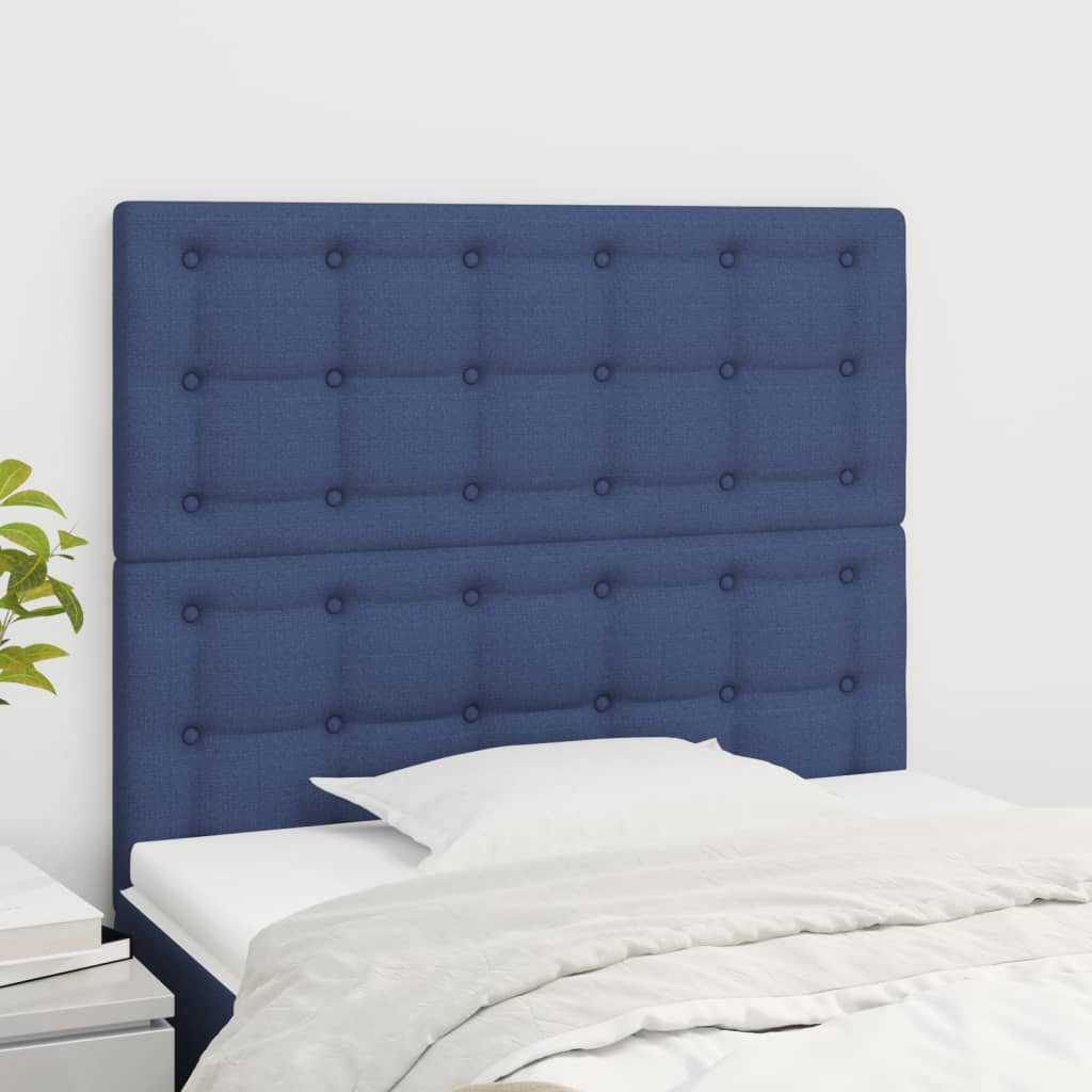 vidaXL Kopfteile 2 Stk. Blau 100x5x78/88 cm Stoff