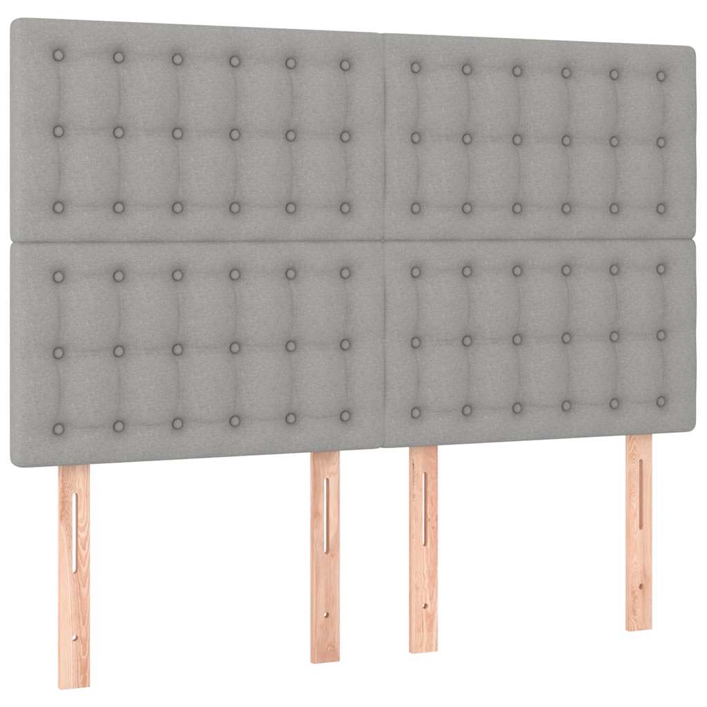 vidaXL Tăblie de pat gri deschis 144x5x118/128 cm, material textil