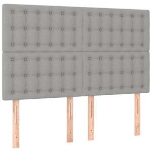 Čelo postele světle šedé 144x5x118/128 cm látkové - obrázek 2