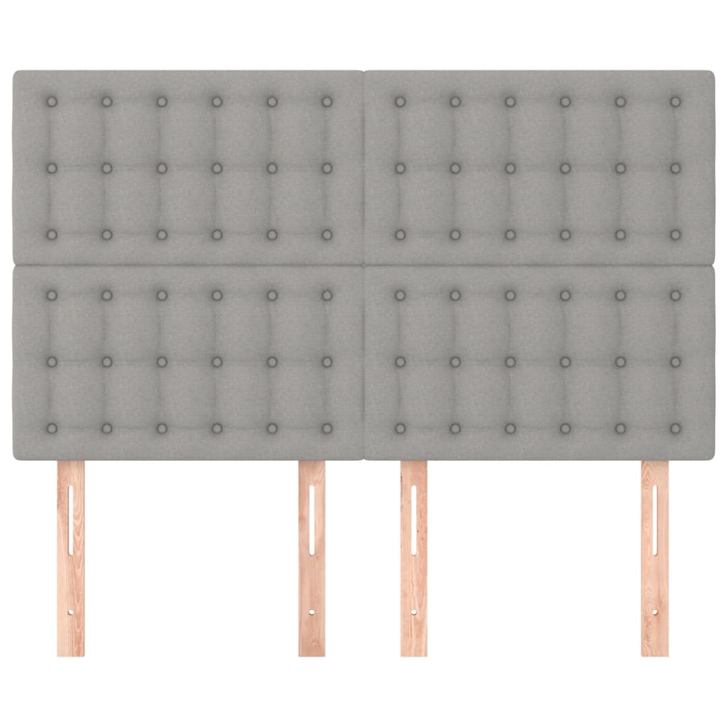 vidaXL Hoofdborden 4 st 72x5x78/88 cm stof lichtgrijs afbeelding