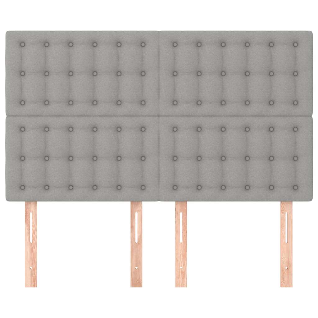 vidaXL Hoofdbord lichtgrijs 144x5x118/128 cm stof grijs, foto 2