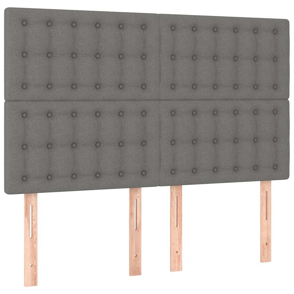 vidaXL Tăblie de pat gri închis 144x5x118/128 cm, material textil