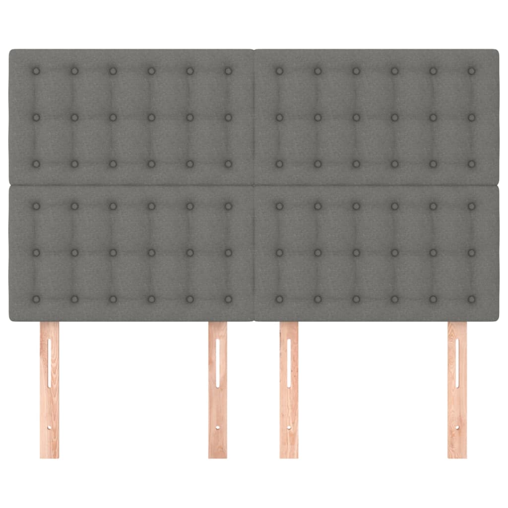 vidaXL Hoofdborden 4 st 72x5x78/88 cm stof donkergrijs afbeelding