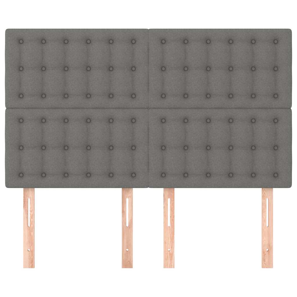 vidaXL Hoofdbord donkergrijs 144x5x118/128 cm Stof grijs, foto 2