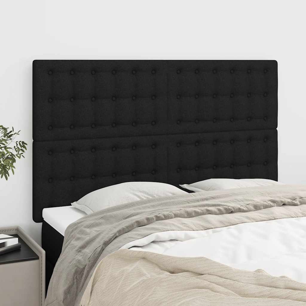 vidaXL Tăblii de pat, 4 buc, negru, 72x5x78/88 cm, textil