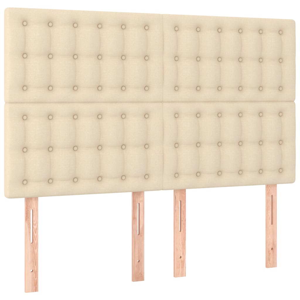 vidaXL Čela postele 4 ks krémová 72 x 5 x 78/88 cm textil