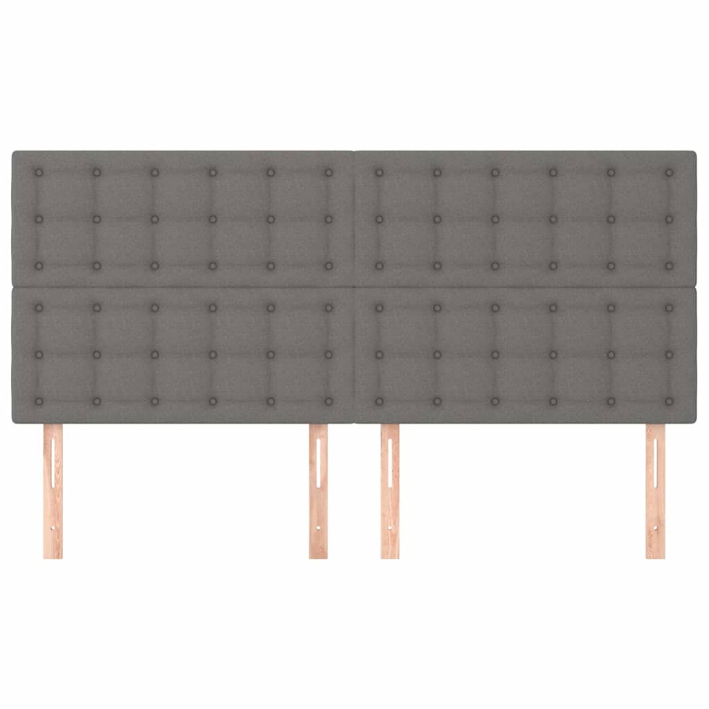 vidaXL Hoofdbord donkergrijs 160x5x118/128 cm Stof grijs, foto 2