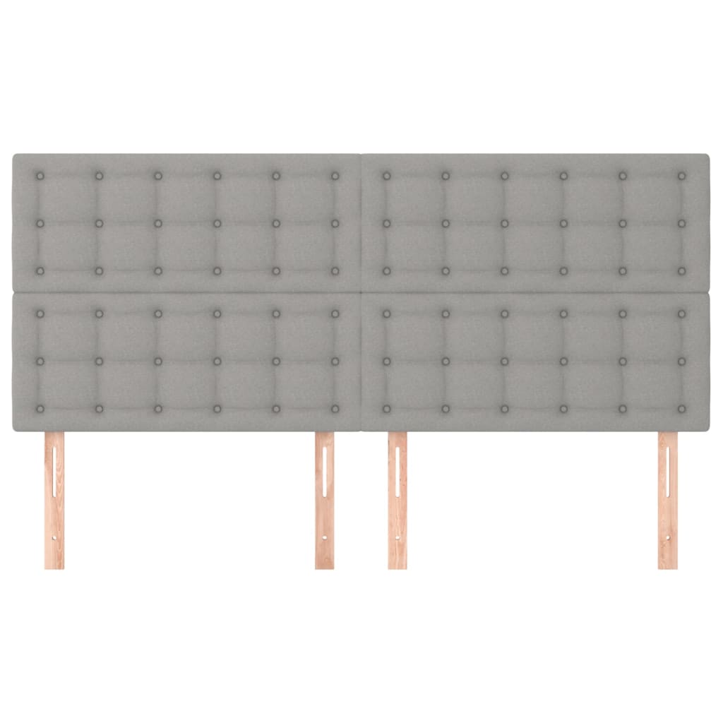 vidaXL Hoofdborden 4 st 100 x 5 x 78/88 cm stof lichtgrijs afbeelding