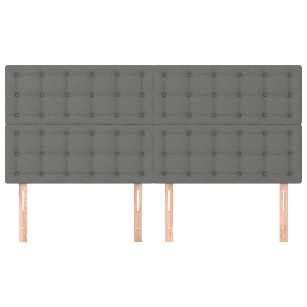 vidaXL Hoofdborden 4 st 100x5x78/88 cm stof donkergrijs afbeelding