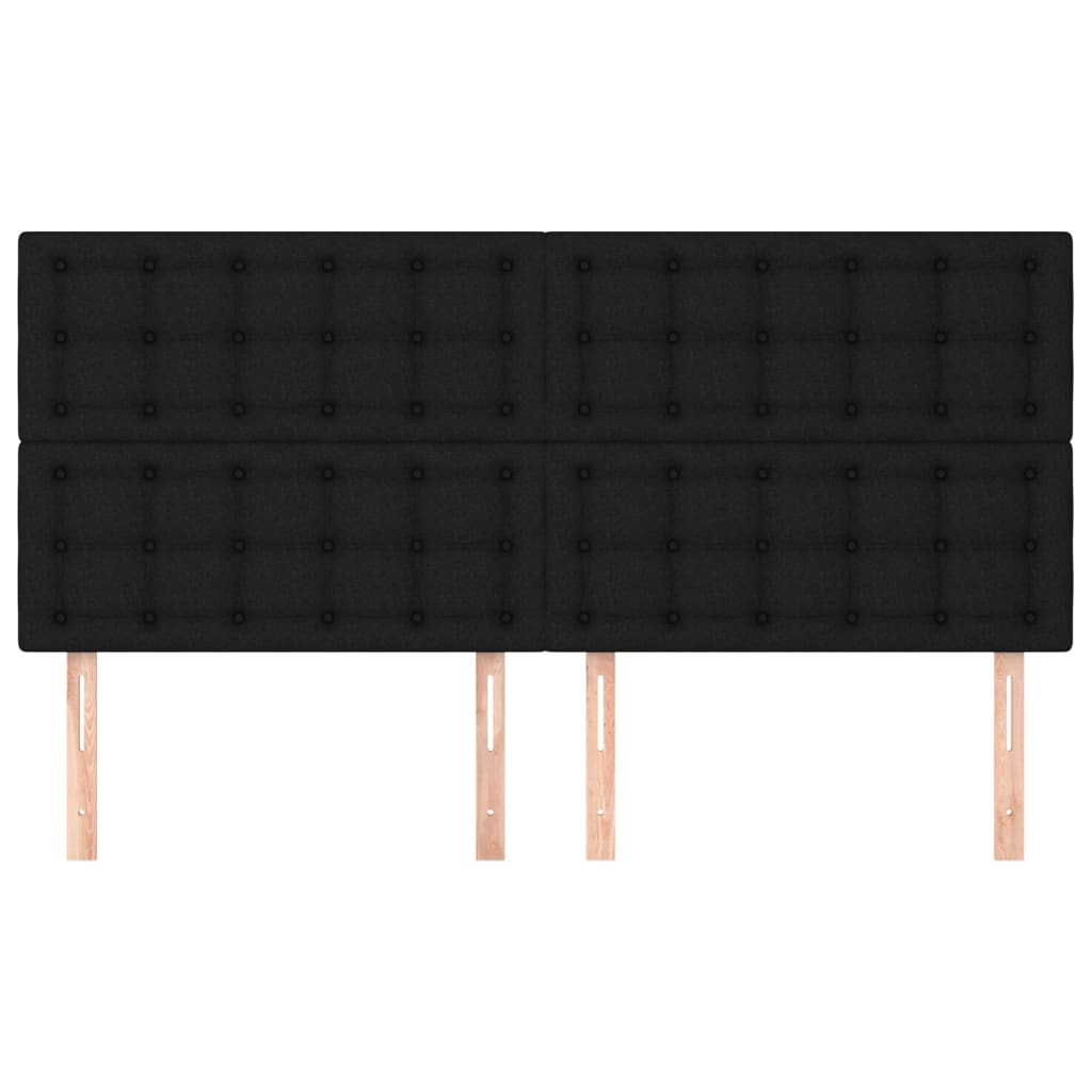 vidaXL Hoofdborden 4 st 100x5x78/88 cm stof zwart afbeelding