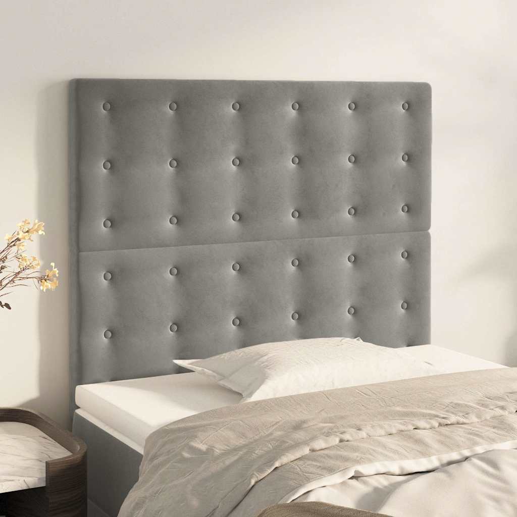vidaXL Tête de lit Gris clair 80x5x118/128 cm Velours