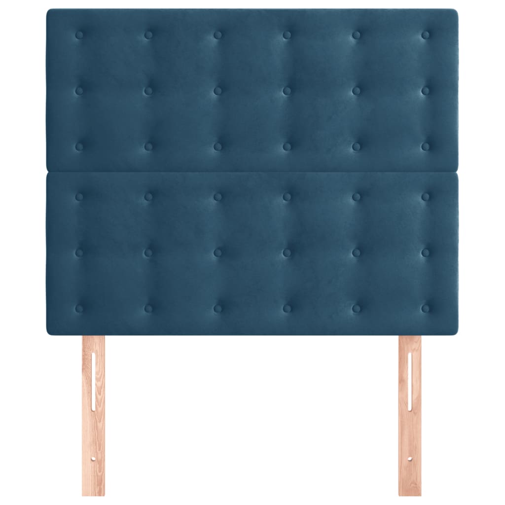 vidaXL Hoofdborden 2 st 80x5x78/88 cm fluweel donkerblauw afbeelding
