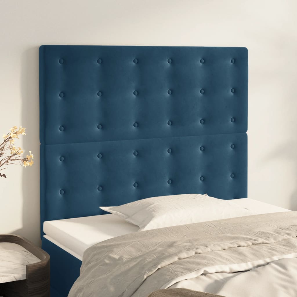 vidaXL Tăblii de pat, 2 buc, albastru închis, 80x5x78/88 cm, catifea