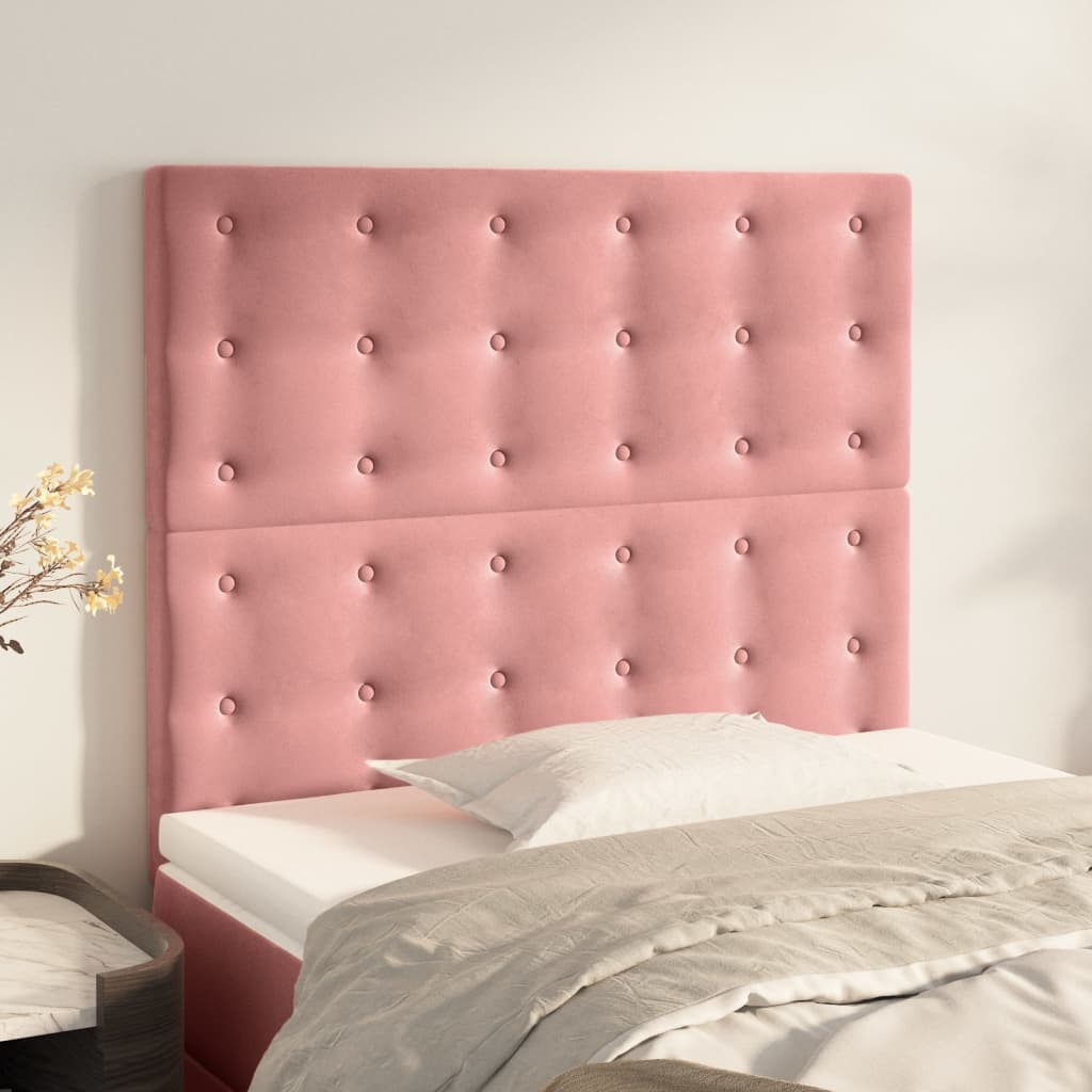 vidaXL Kopfteile 2 Stk. Rosa 90x5x78/88 cm Samt