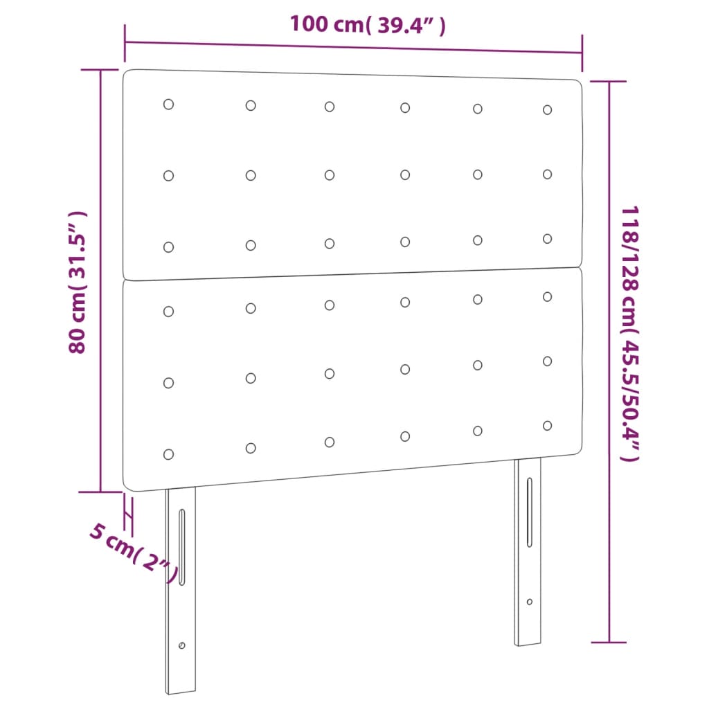 Tăblii de pat, 2 buc, gri deschis, 100x5x78/88 cm, catifea