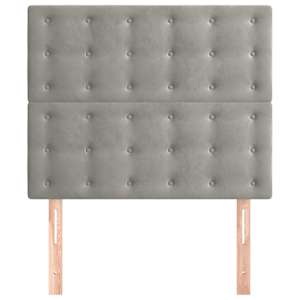 Čelo postele světle šedé 100x5x118/128 cm sametové - obrázek 3
