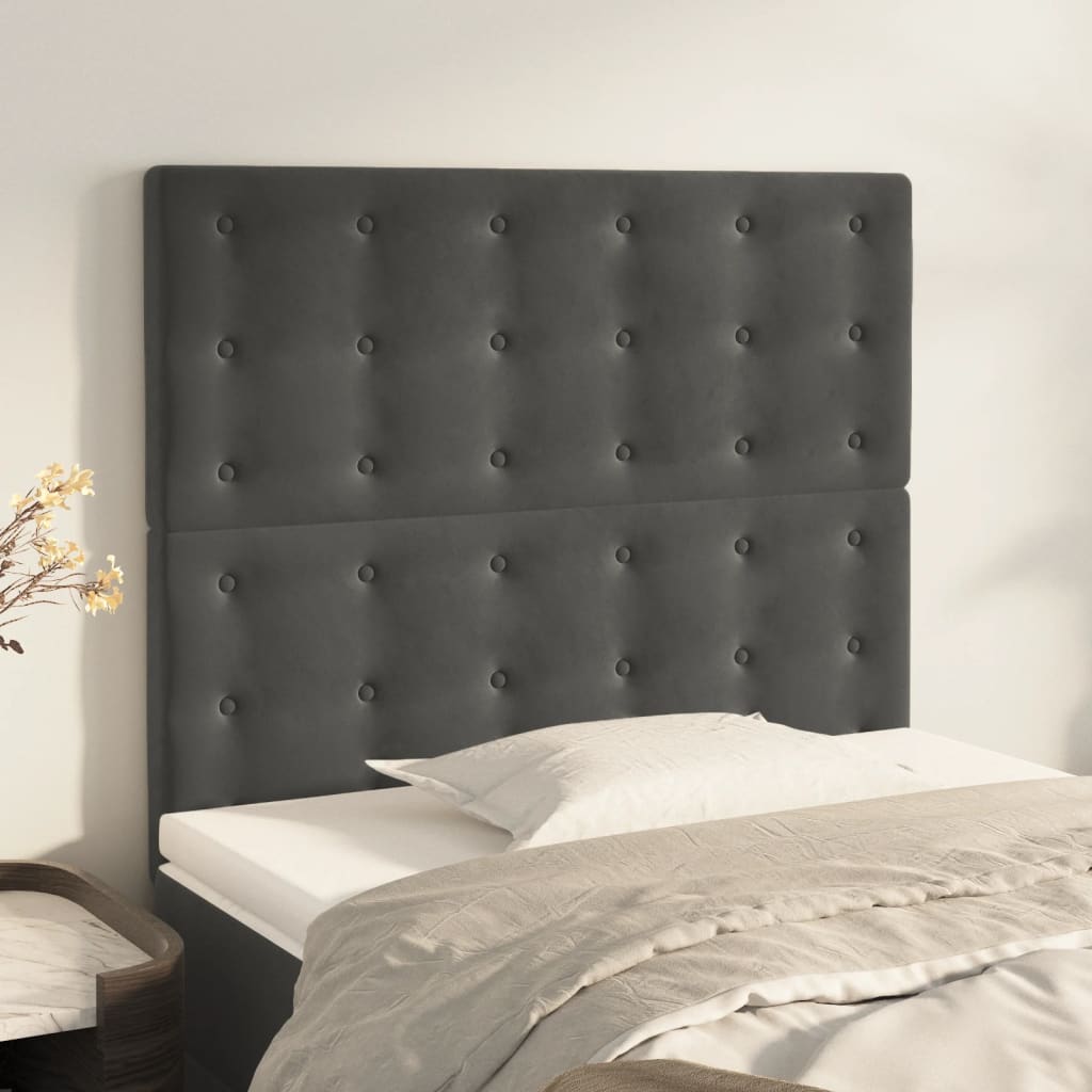 vidaXL Kopfteile 2 Stk. Dunkelgrau 100x5x78/88 cm Samt