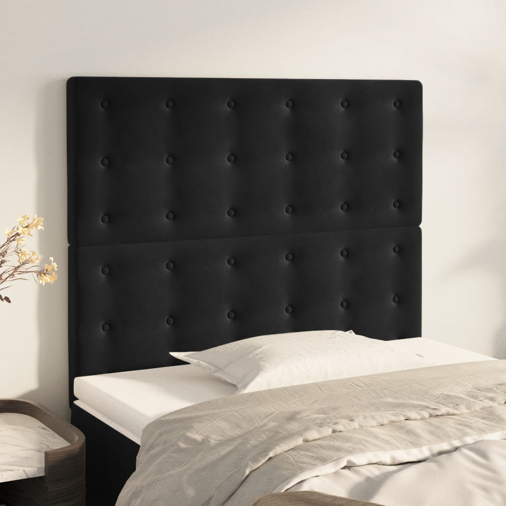 vidaXL Kopfteile 2 Stk. Schwarz 100x5x78/88 cm Samt