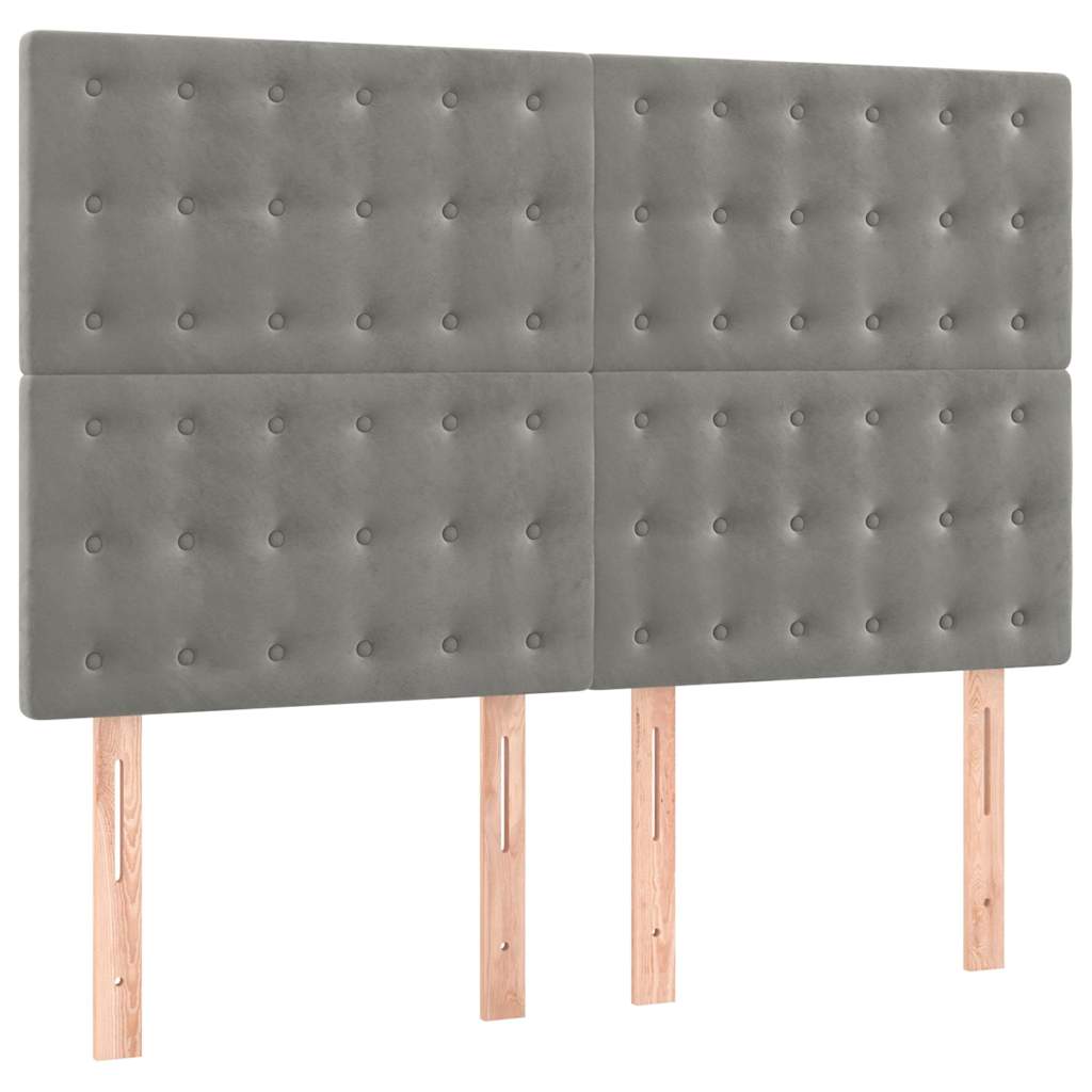 vidaXL Hoofdbord lichtgrijs 144x5x118/128 cm fluweel grijs, foto 3