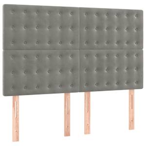 Čelo postele světle šedé 144x5x118/128 cm sametové - obrázek 2