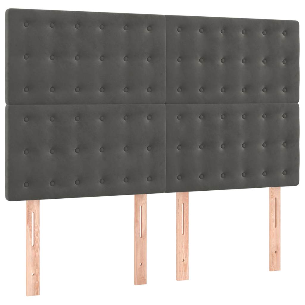 vidaXL Hoofdbord donkergrijs 144x5x118/128 cm Fluweel grijs, foto 3