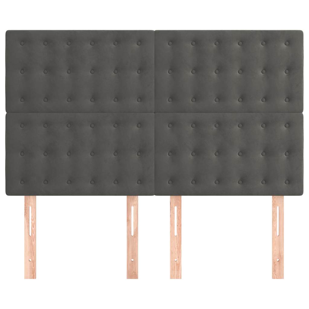 vidaXL Hoofdbord donkergrijs 144x5x118/128 cm Fluweel grijs, foto 2
