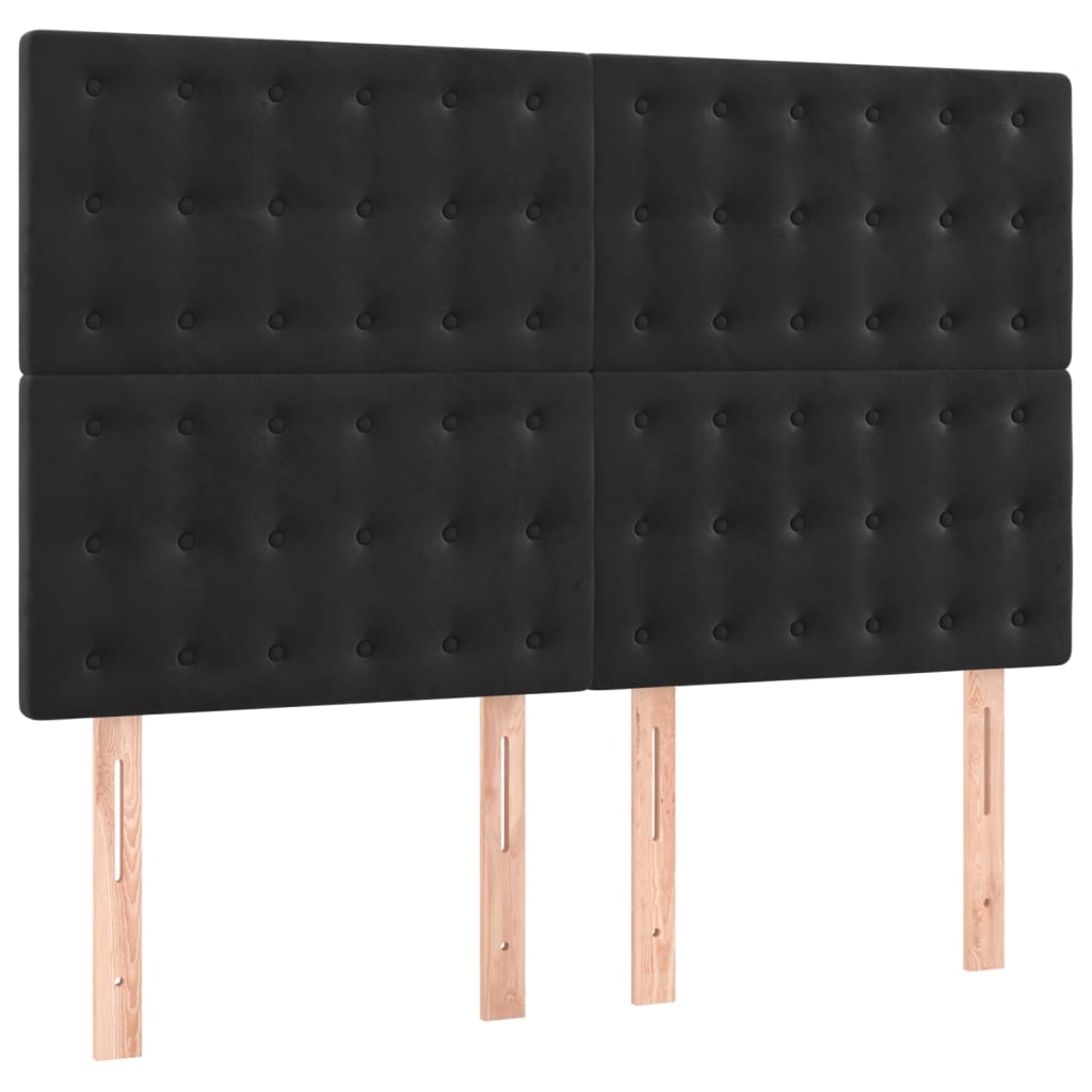 vidaXL Čela postele 4 ks černá 72 x 5 x 78/88 cm samet