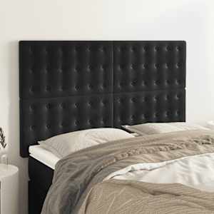 Čelo postele černé 144x5x118/128 cm sametové - obrázek 1