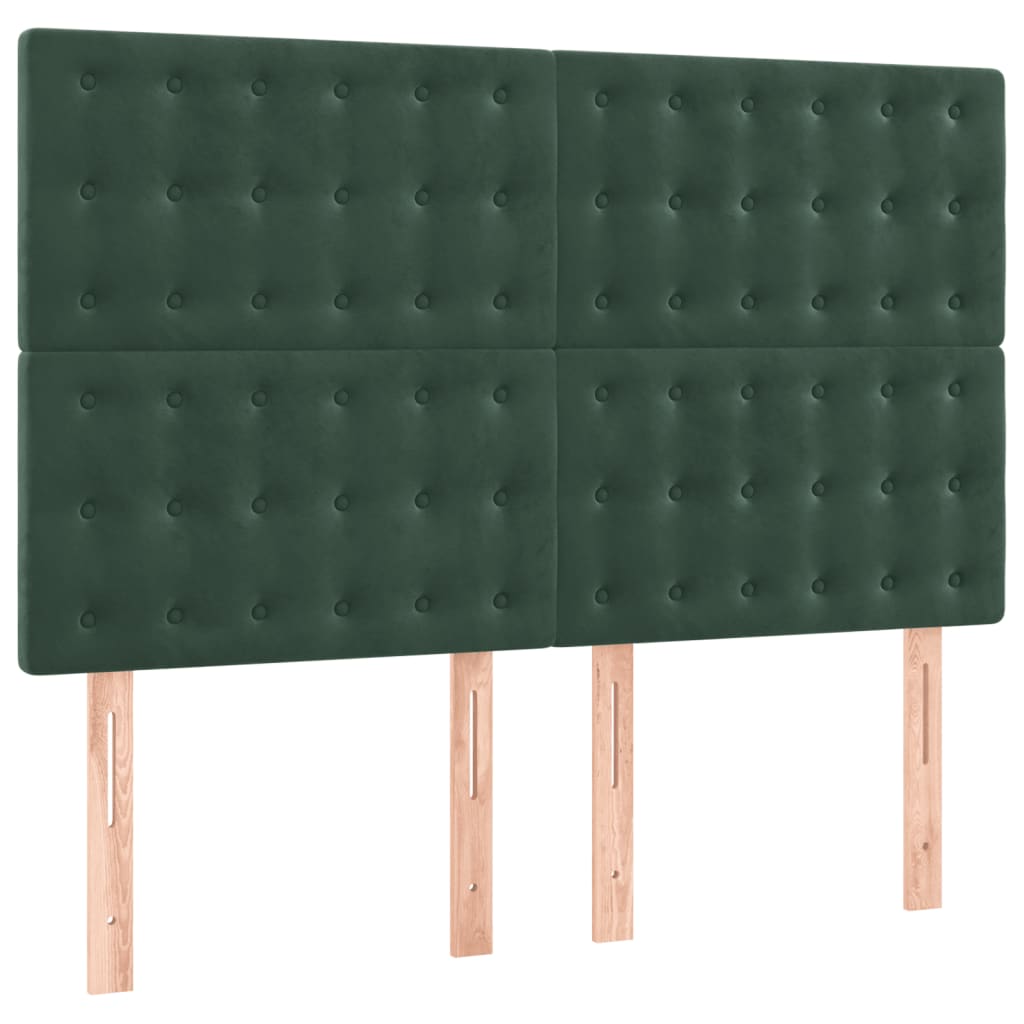 vidaXL Čela postele 4 ks tmavě zelená 72 x 5 x 78/88 cm samet