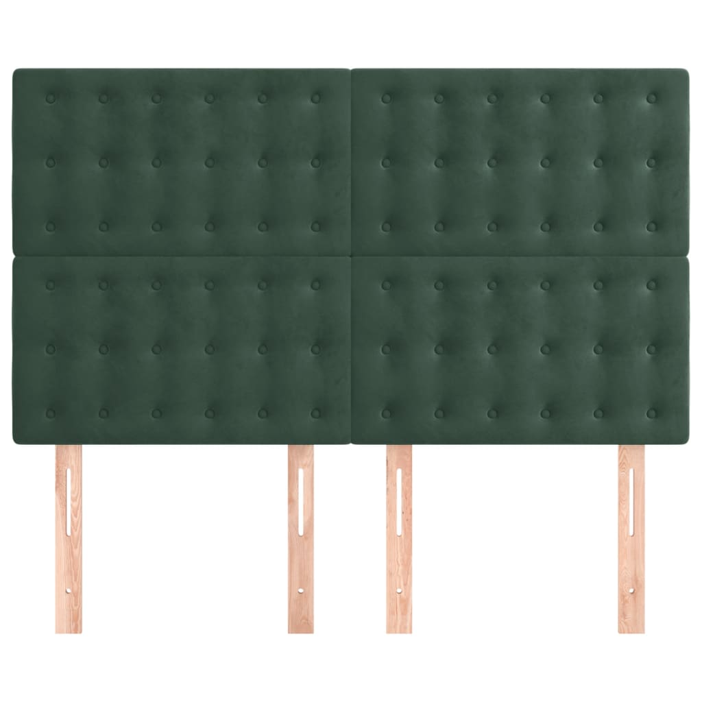 vidaXL Hoofdborden 4 st 72x5x78/88 cm fluweel donkergroen afbeelding