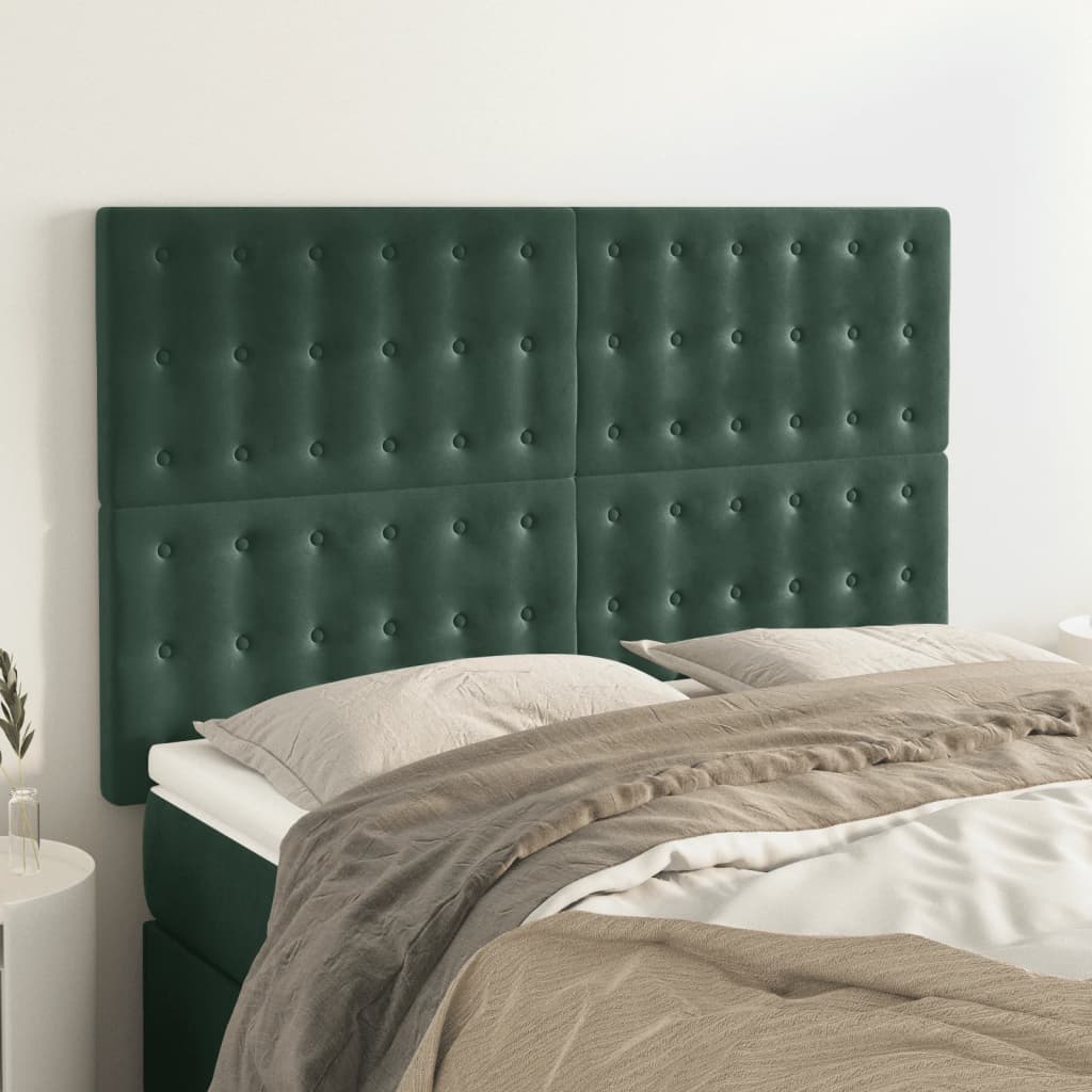 vidaXL Tăblii de pat, 4 buc, verde închis, 72x5x78/88 cm, catifea