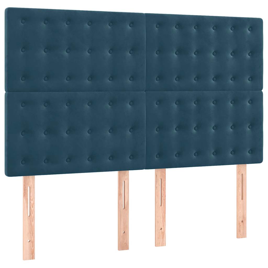 E-shop vidaXL Čelo postele tmavomodré 144x5x118/128 cm zamatové