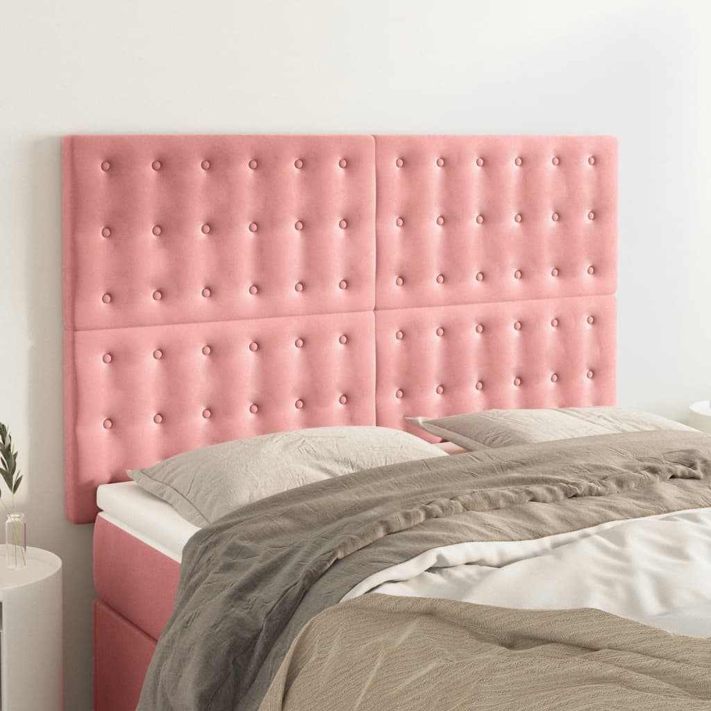 vidaXL Kopfteile 4 Stk. Rosa 72x5x78/88 cm Samt