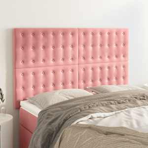 Vzglavje postelje roza 144x5x118/128 cm žamet