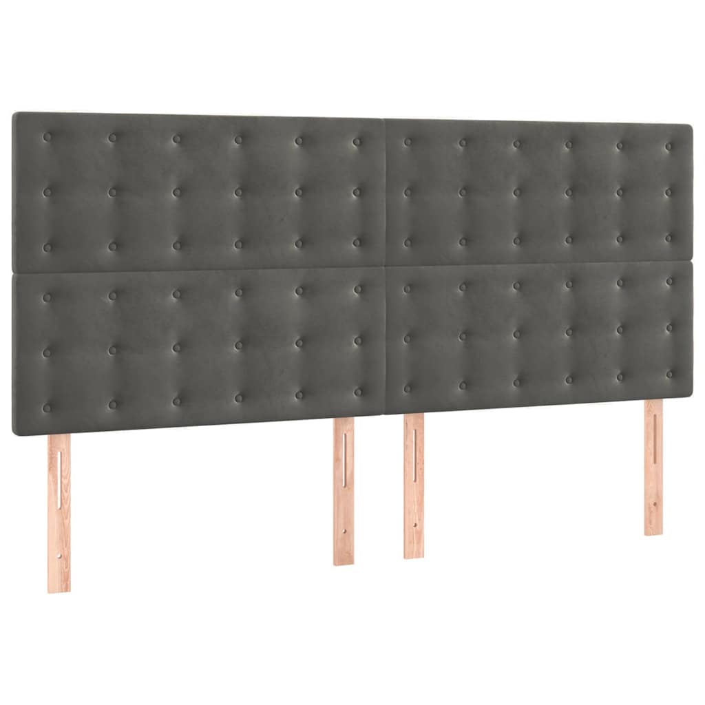 vidaXL Hoofdbord donkergrijs 160x5x118/128 cm Fluweel grijs, foto 3
