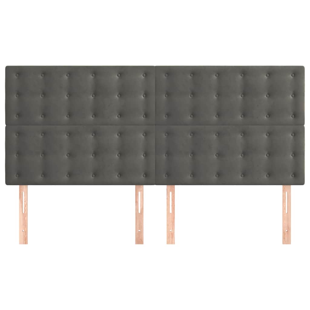 vidaXL Hoofdbord donkergrijs 160x5x118/128 cm Fluweel grijs, foto 2