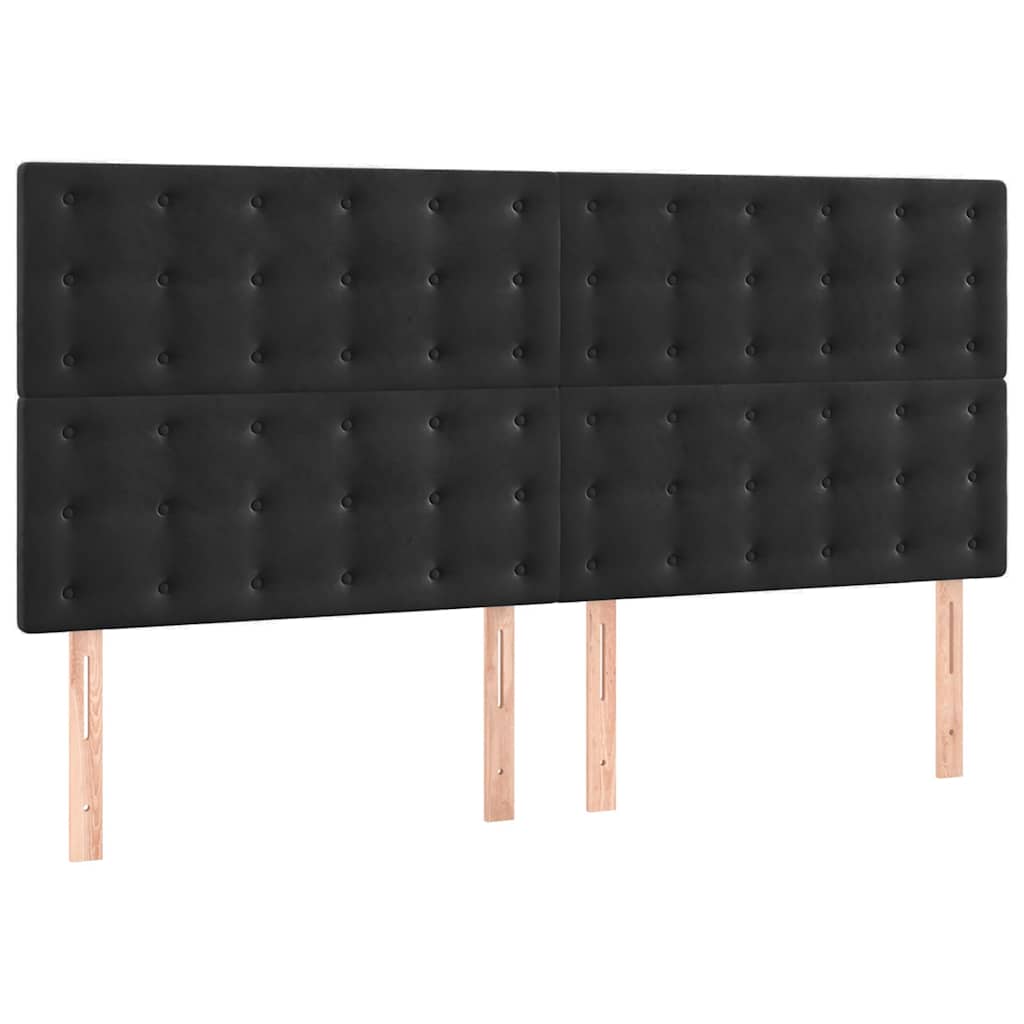 vidaXL Tăblie de pat neagră 160x5x118/128 cm catifea