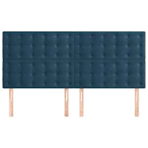Čelo postele tmavě modré 160x5x118/128 cm sametové - obrázek 3
